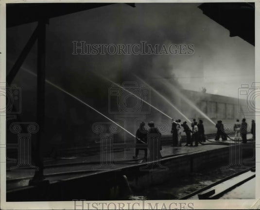 1937 Press Photo Fire at International Harvester Company, Canton, Illinois