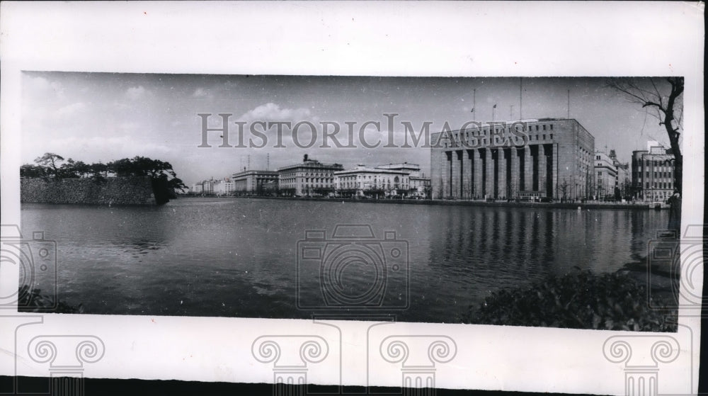 1952 Press Photo Wide-Angle of Buildings in Tokyo, Japan - nef34574