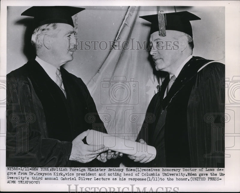 Load image into Gallery viewer, 1952 Press Photo Anthony Eden Given Honorary Degree at Columbia University
