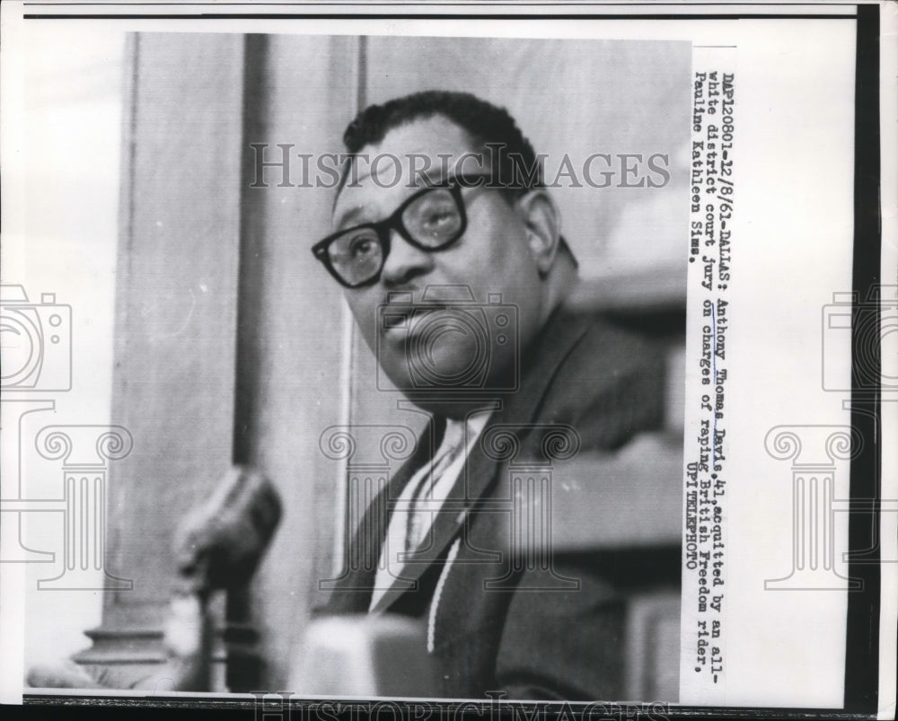 1961 Press Photo Anthony Thomas Davis Charges Raping British Freedom Rider