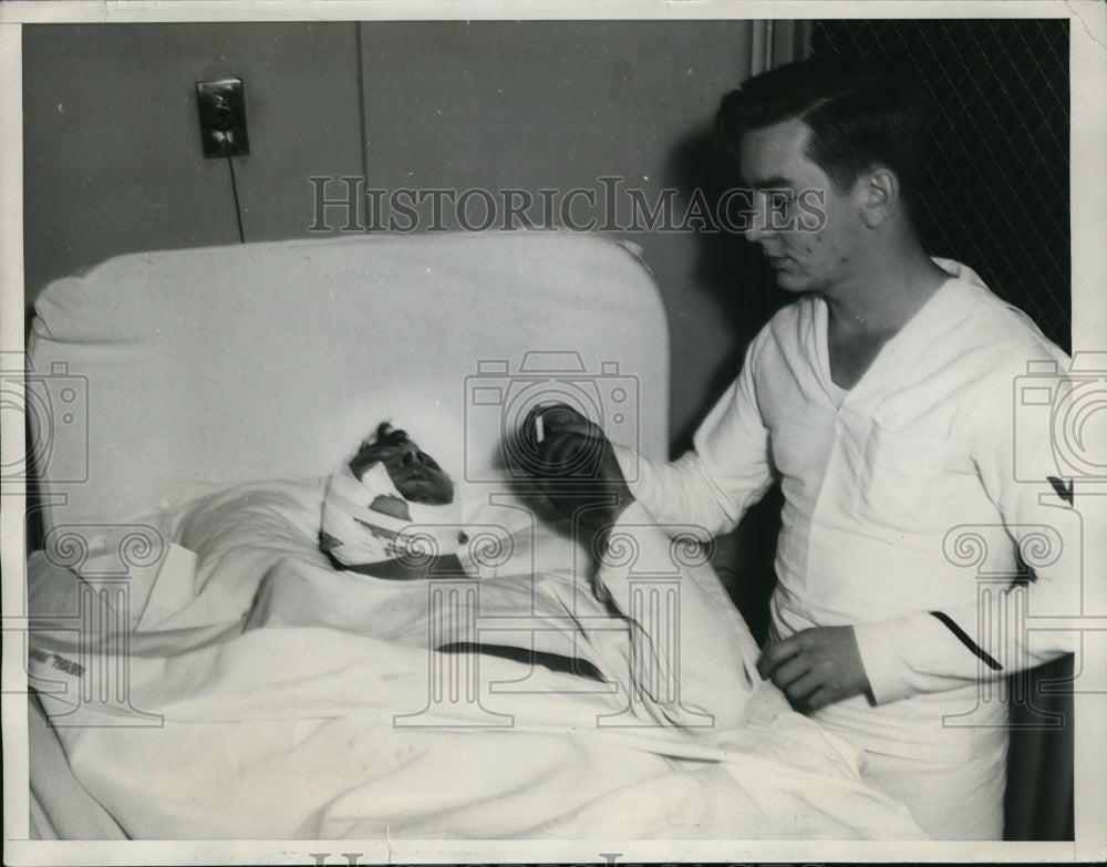 1934 Press Photo HS Young Foreman 1st Class Injured in Explosion on SS Nautilus