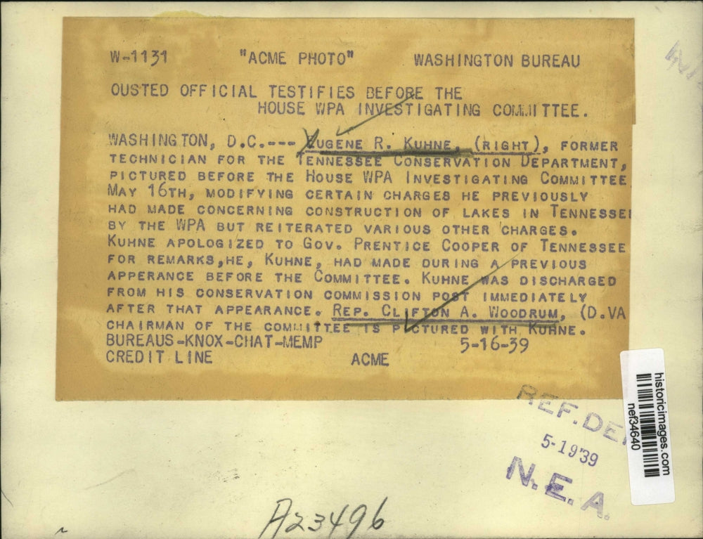 1939 Press Photo Eugene Kuhne of Tennessee Conservation Department - nef34640