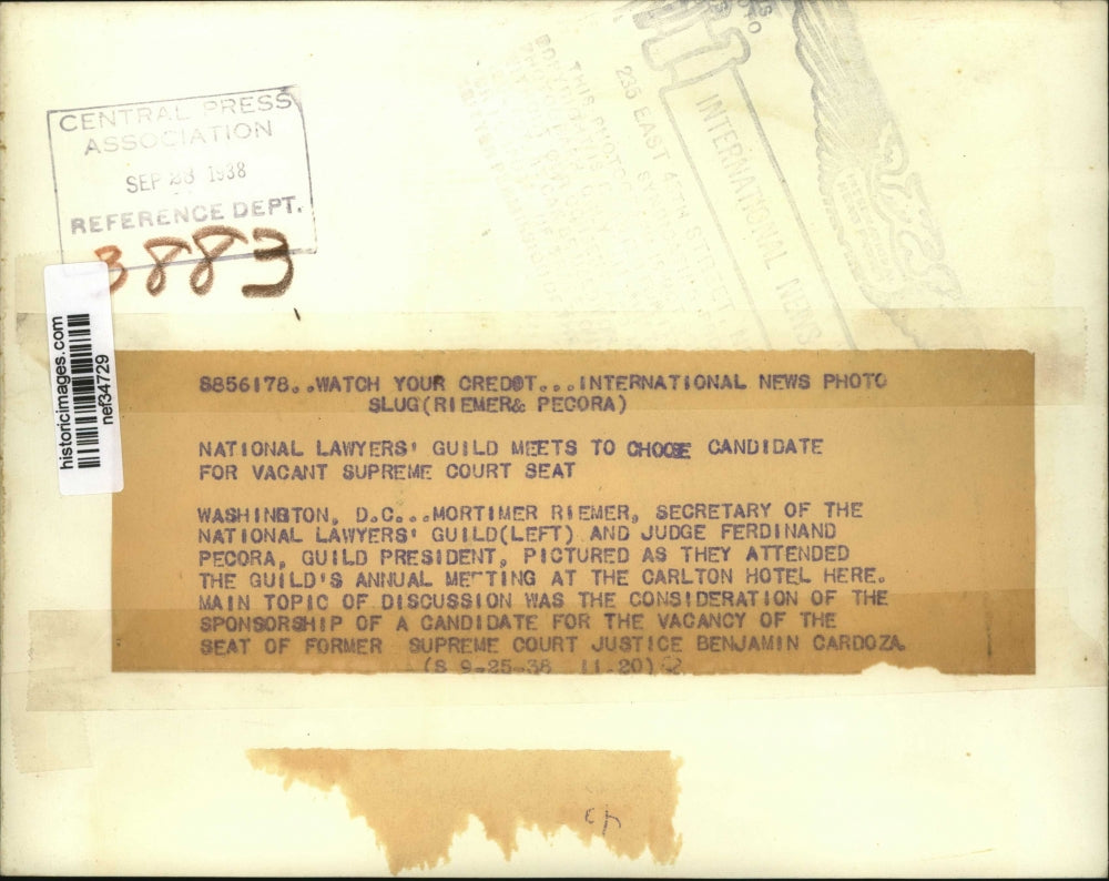 1938 Press Photo Mortimer Riemer & Judge Ferdinand as They Attend Annual Guild