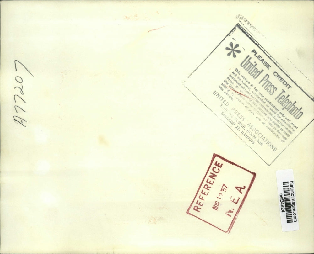 1957 Press Photo Col. John Eisenhower Greeted by George Skinner Klee for Funeral