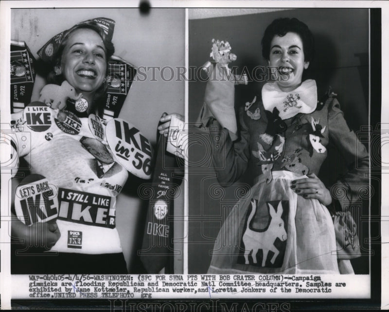 Load image into Gallery viewer, 1956 Press Photo Jane Kottmeier and Lorette Jonkers Display Party Gimmicks

