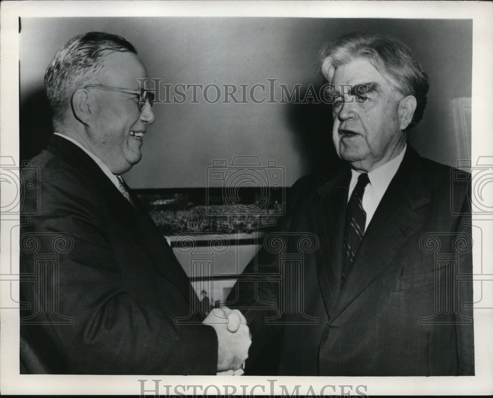 1952 Press Photo UMW Chief John L Lewis & Harry Moses Northern Coal Operators