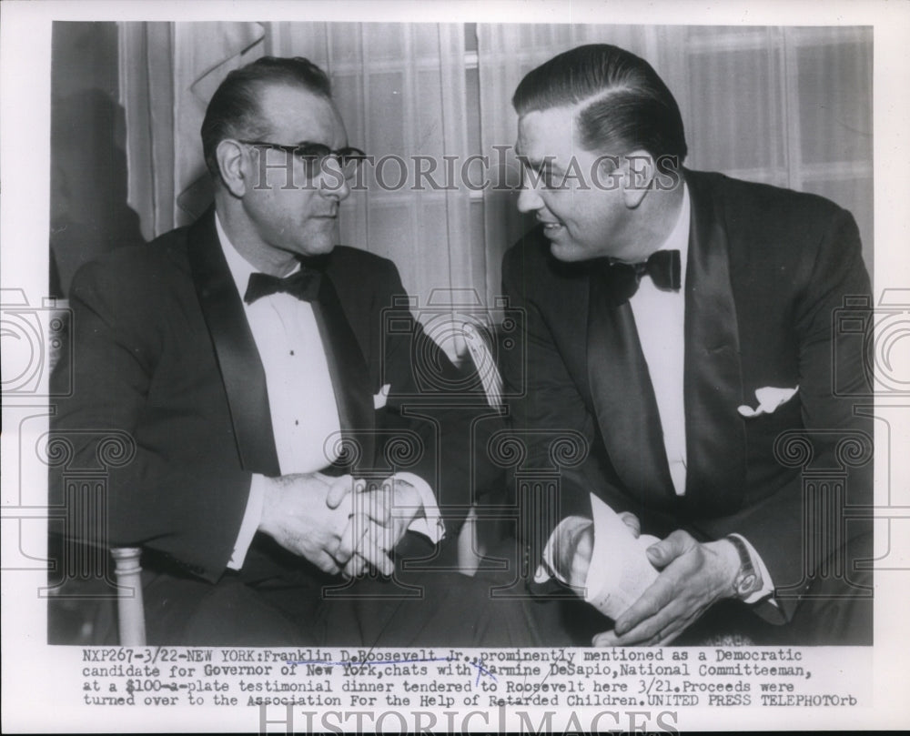 1954 Press Photo Franklin D.Roosevelt Jr. with Carmie DeSapio at New York
