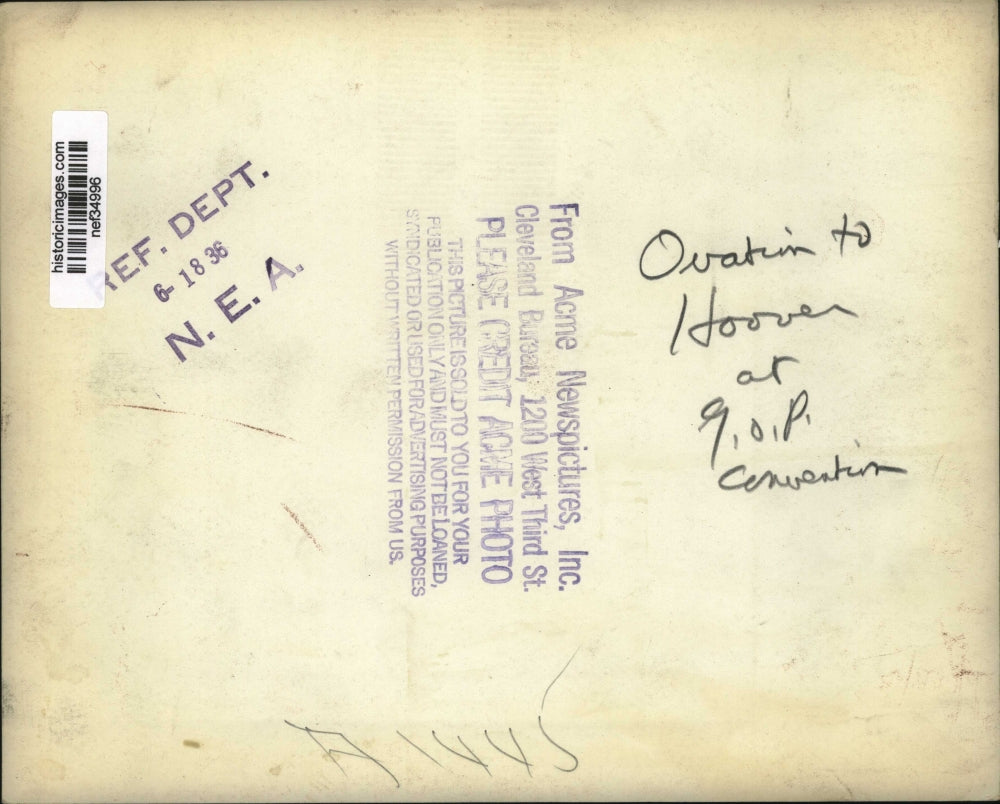 1936 Press Photo Ovation for Herbert Hoover at GOP Convention - nef34996