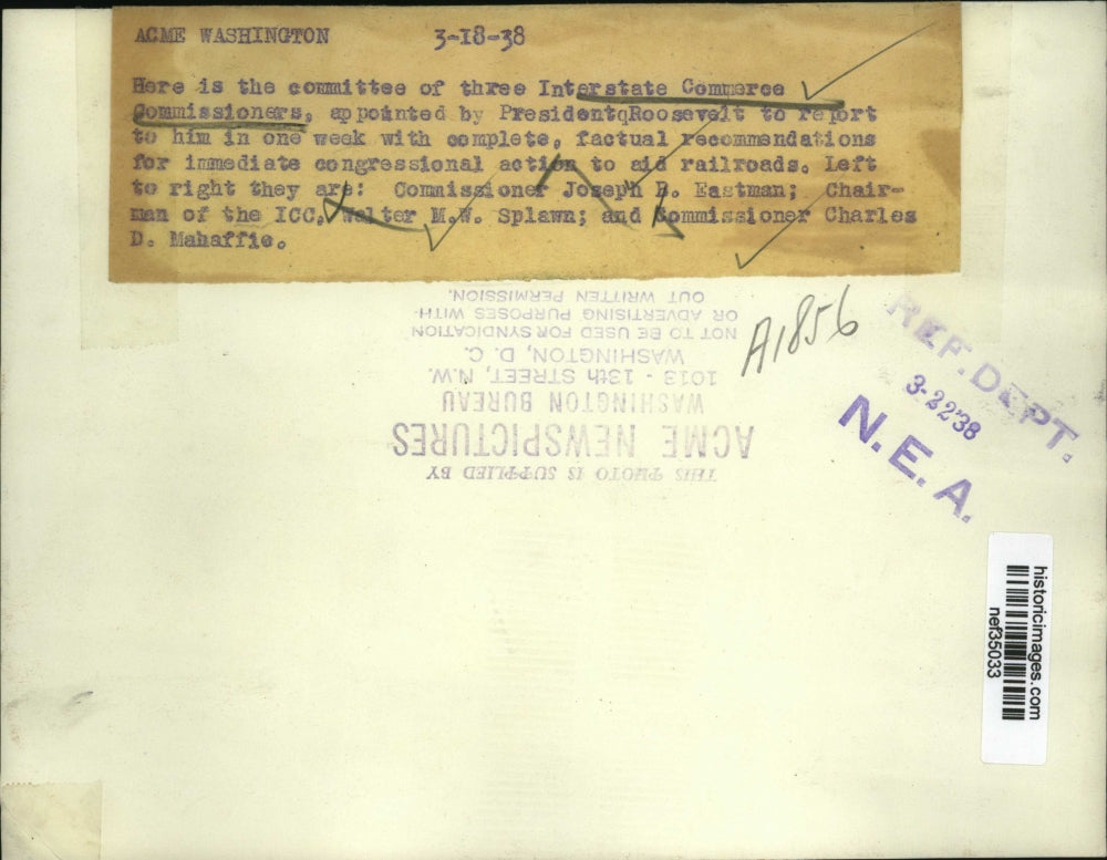 1938 Press Photo Members of Interstate Commerce Commissioners Appointed by Pres