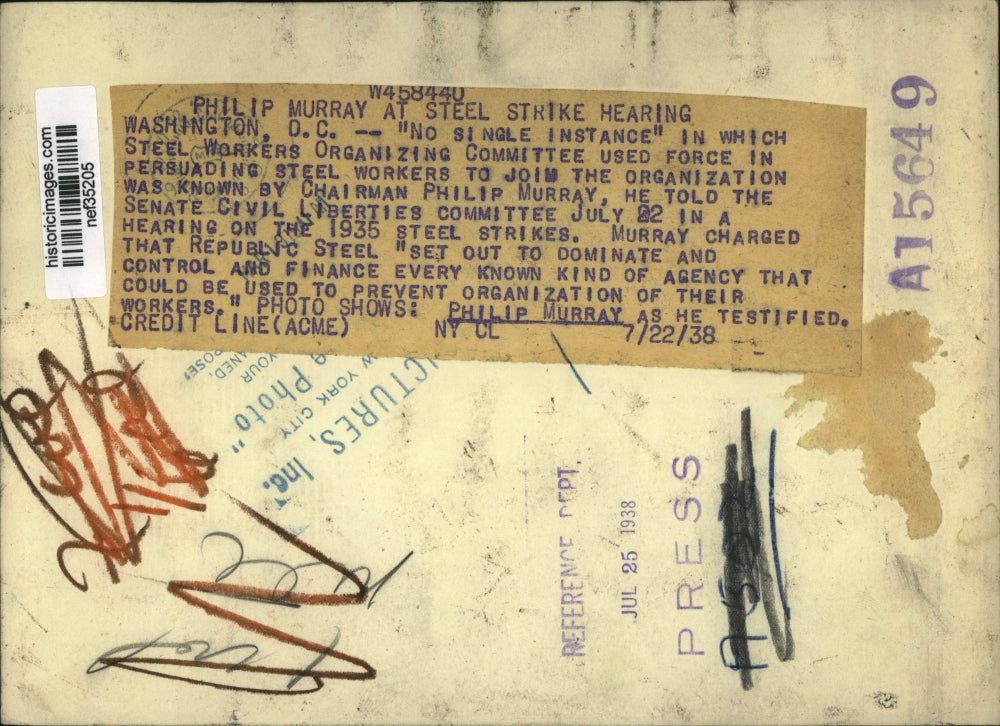 1938 Press Photo Philip Murray testified at Steel Strike Hiring - nef35205