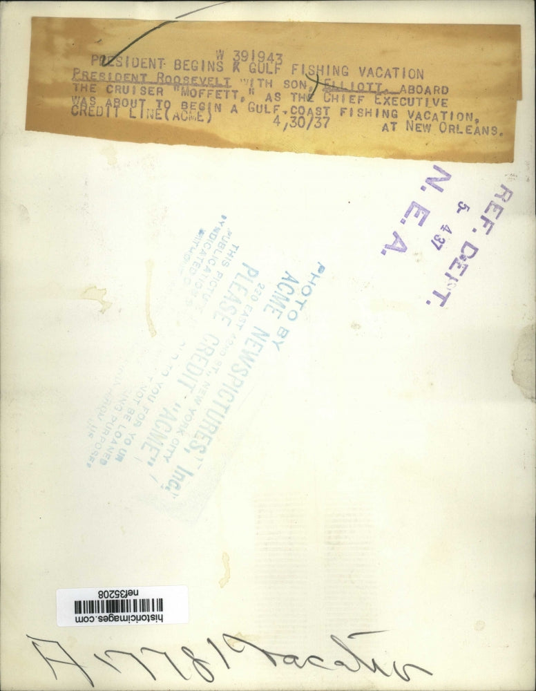 1937 Press Photo Pres.Franklin Roosevelt with son Elliot Roosevelt - nef35208