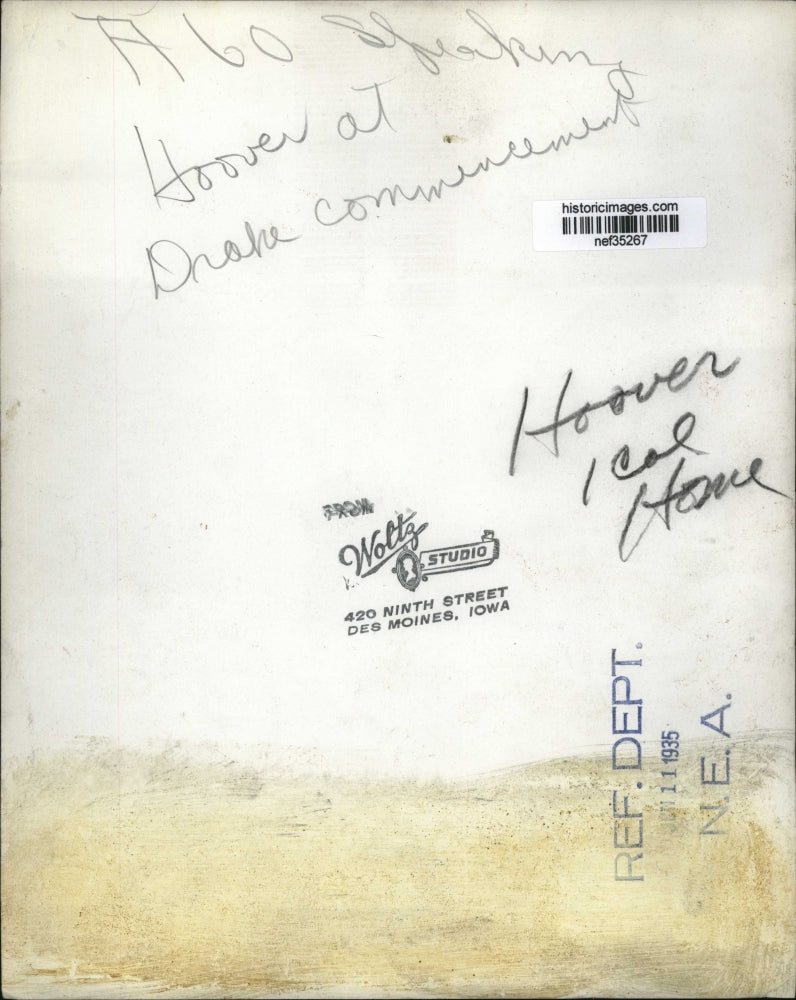 1935 Press Photo Herbert Hoover Speaking to Drake Committee - nef35267