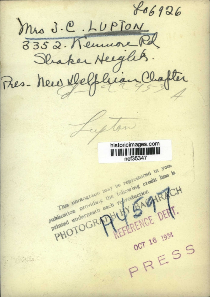 1934 Press Photo Mrs. J.C. Lupton of Delphian Chapter - nef35347