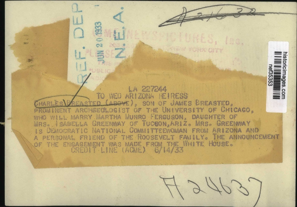 1933 Press Photo Charles Breasted - nef35353
