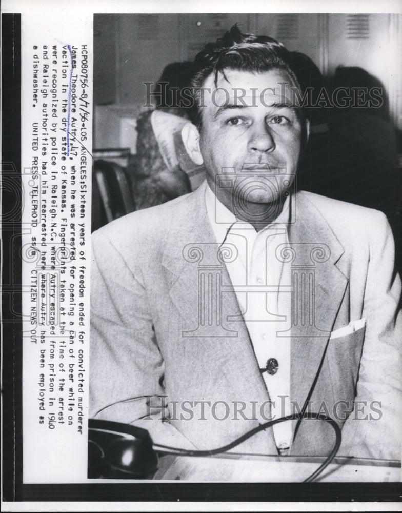 1956 Press Photo Murderer James Theodore Autry After Arrest - nef35436