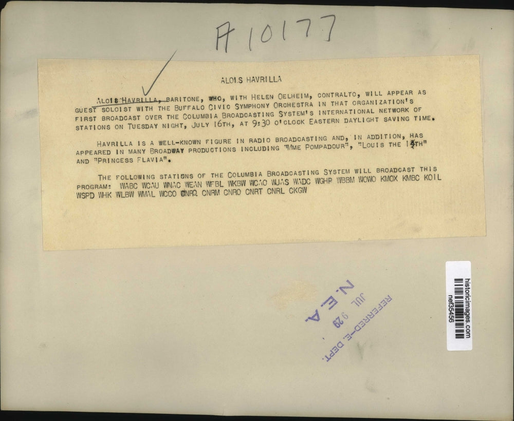 1929 Press Photo Alois Havrilla - nef35456