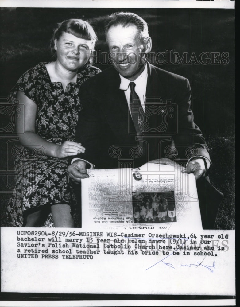 Load image into Gallery viewer, 1956 Press Photo Casimer Orzechowski to Marry 15-Year-Old Helen Hawre, Mosinee
