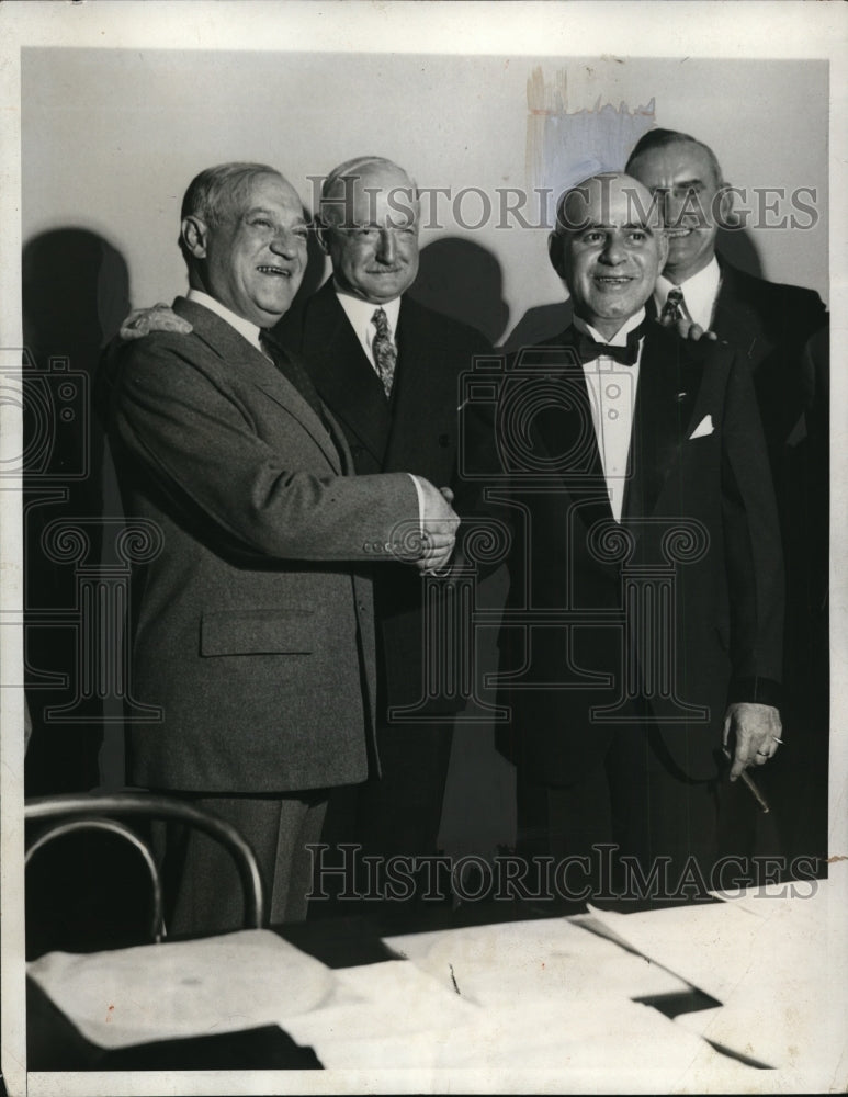 Load image into Gallery viewer, 1932 Press Photo Robert Wagner, John Curry, Herbert Lehmann at Tammany Hall
