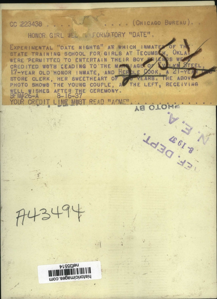 1937 Press Photo Hercle Cook and Evelyn Steele, Married Couple On School Date