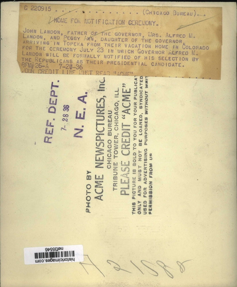 1936 Press Photo John Landon with Mrs.Alfred Landon and daughter Peggy Ann