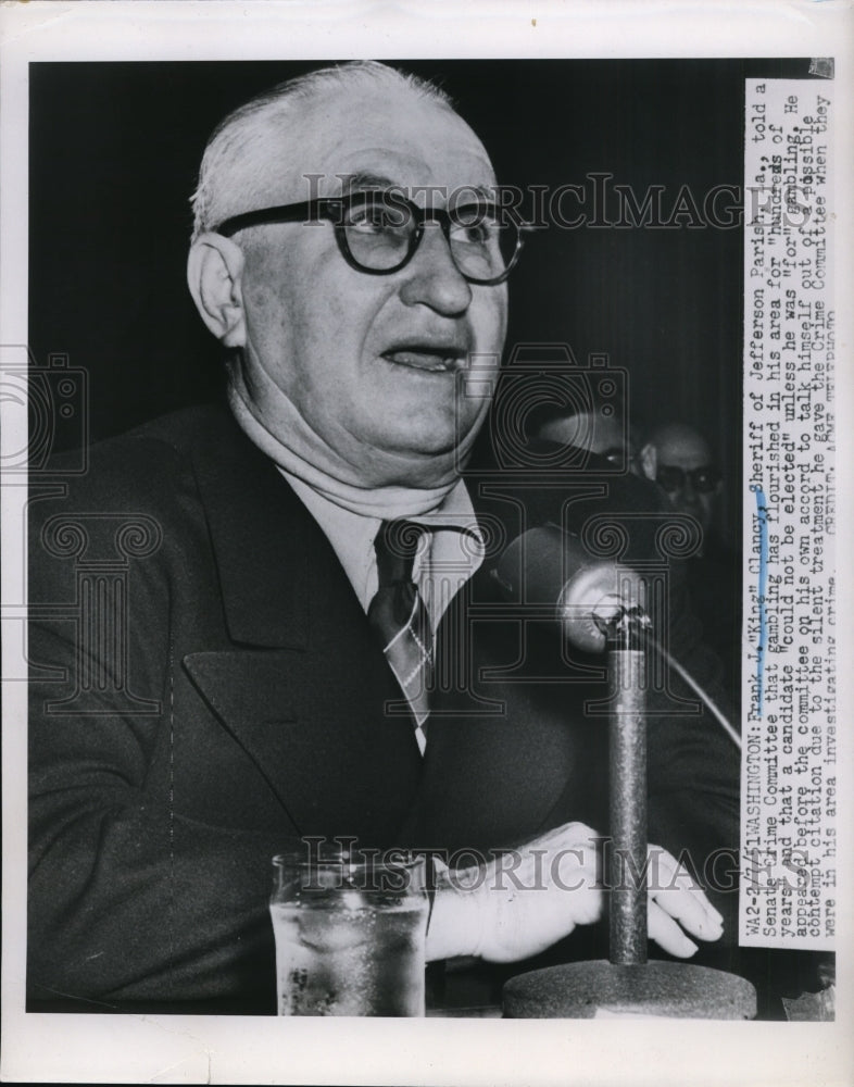 1951 Press Photo Frank J "King" Clancy Says Gambling has Flourished in His Area
