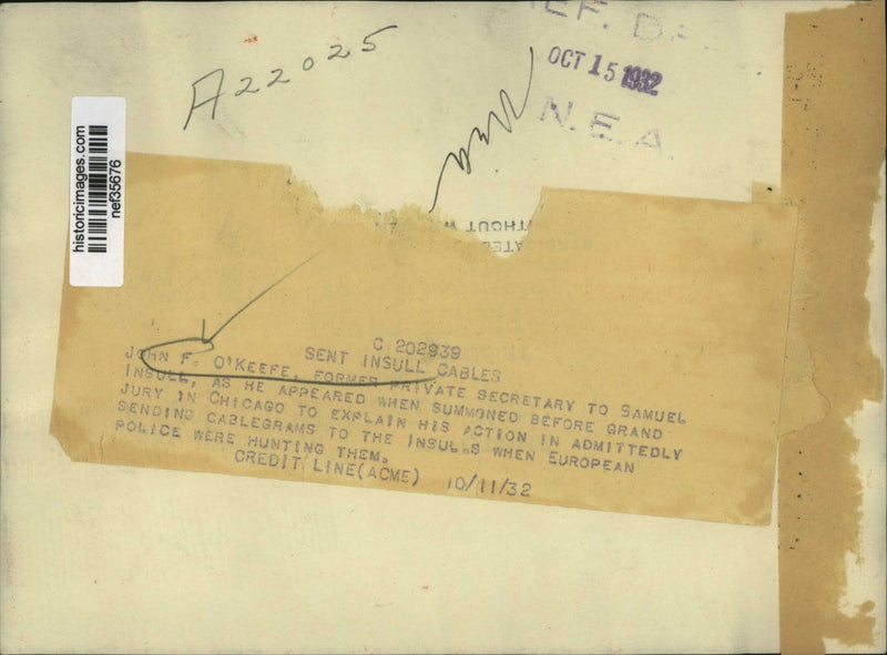 Load image into Gallery viewer, 1932 Press Photo John F O'Keefe Appeared When Summoned Before Grand Jury

