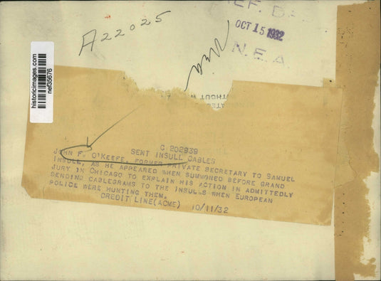 1932 Press Photo John F O'Keefe Appeared When Summoned Before Grand Jury