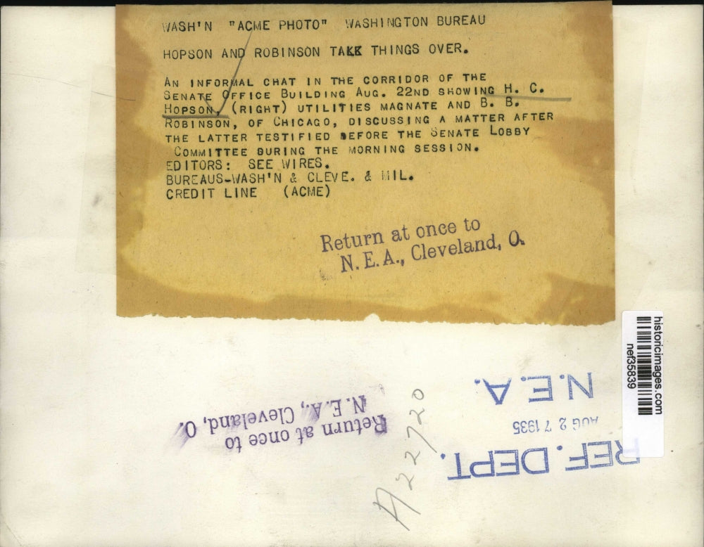 1935 Press Photo H.C. Hopson, B.B. Robinson have an informal chat - nef35839