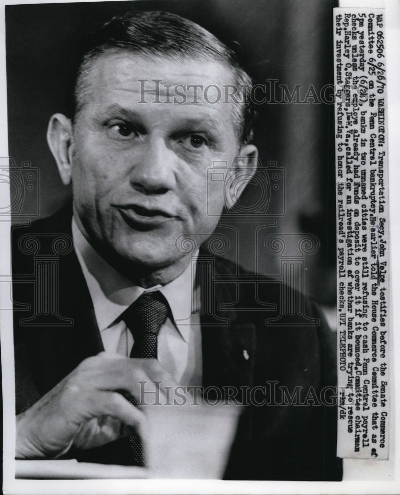Load image into Gallery viewer, 1970 Press Photo Transportation Secretary John Volpe Testifies Senate Committee

