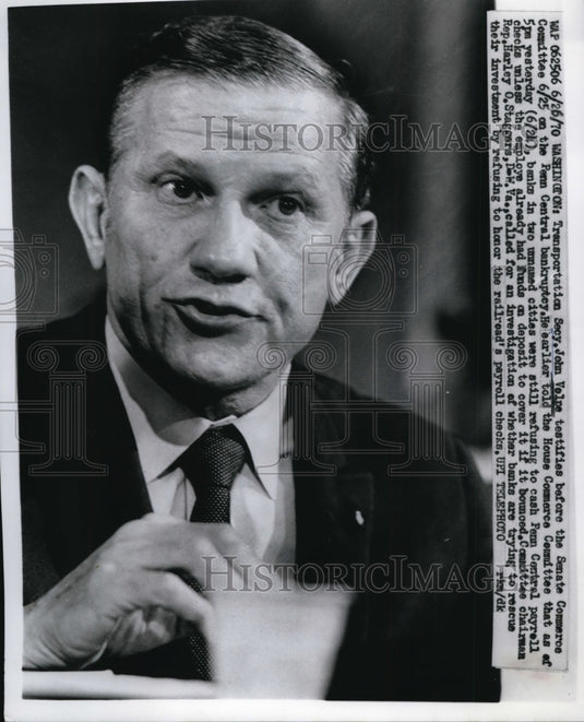 1970 Press Photo Transportation Secretary John Volpe Testifies Senate Committee