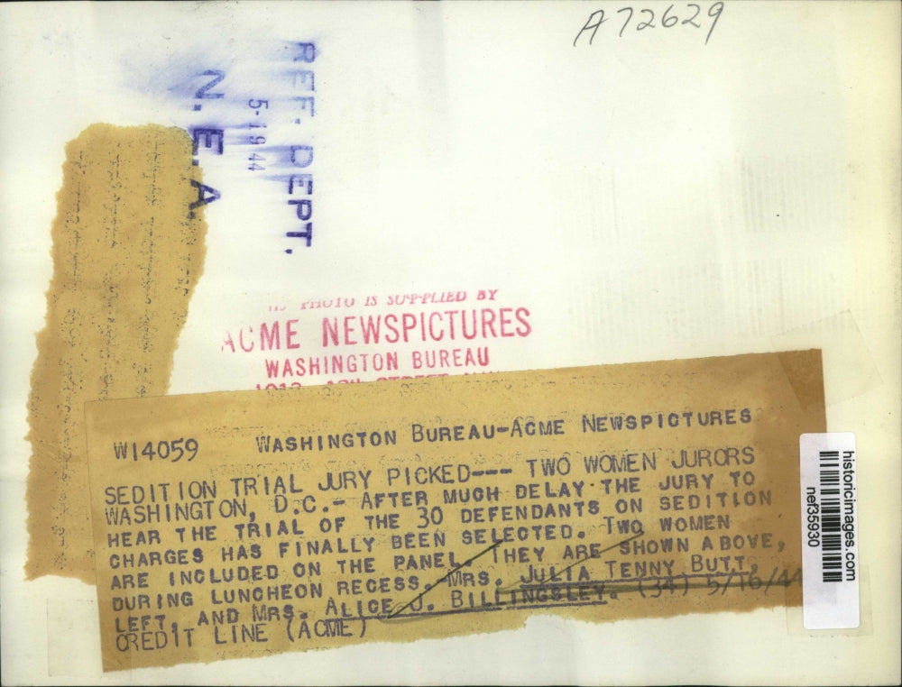 1944 Press Photo Julia Tenny Butt & Alice J Billingsley Two Women Jurors