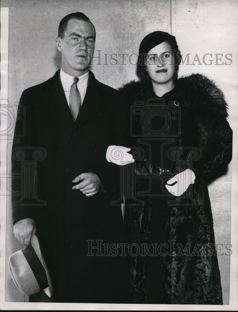 1934 Press Photo Allen Earle Whitman & Bride Betty Brown - nef35935