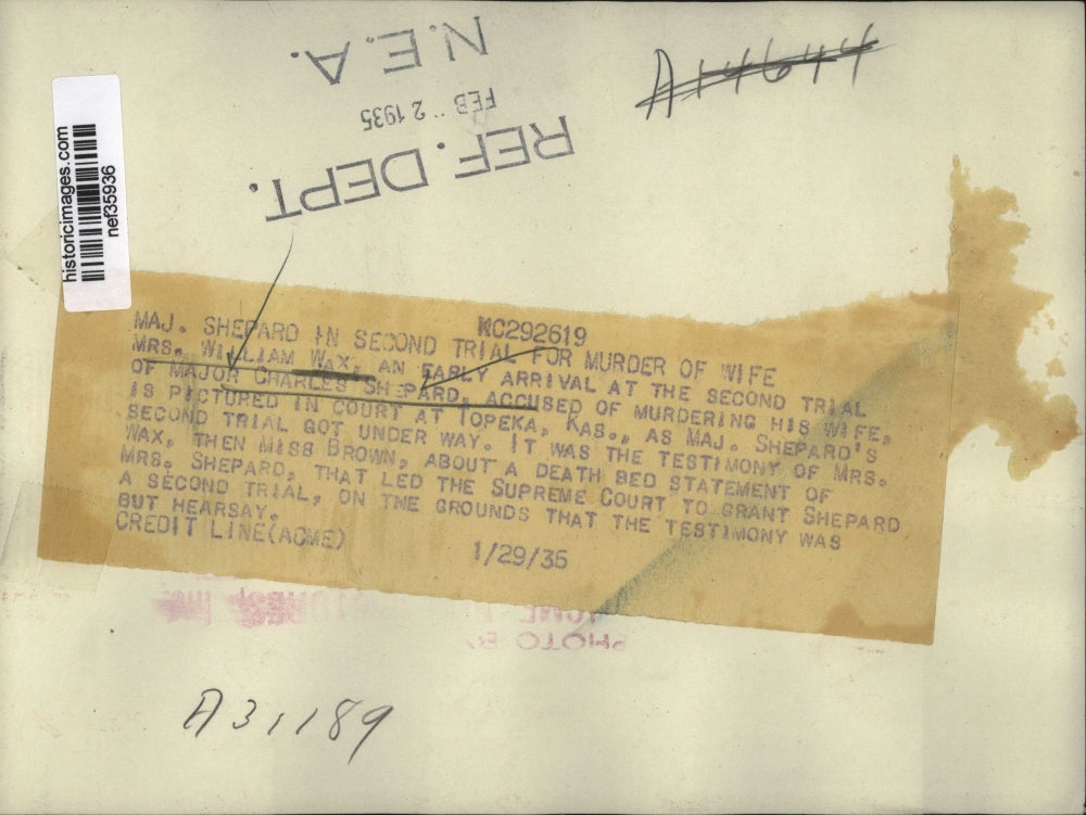 1936 Press Photo Maj Charles Shepard in Second Trial For Murder of Wife