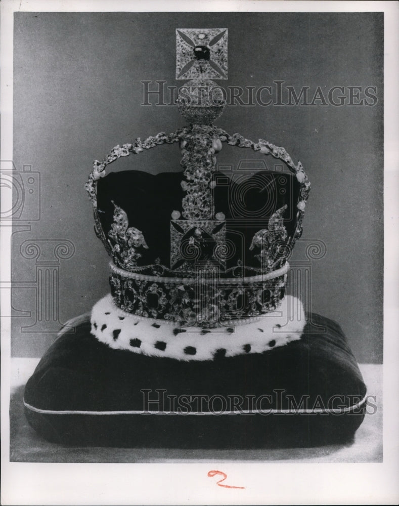 1953 Press Photo Original Crown of State made for Queen Victoria in 1938