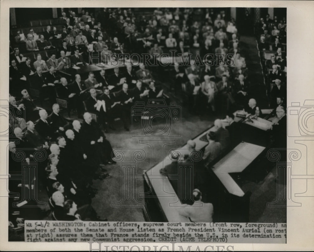 1951 Press Photo Senate and House listen to French President Vincent Auriol