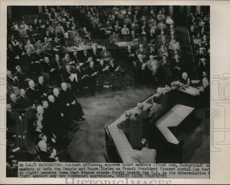 Load image into Gallery viewer, 1951 Press Photo Senate and House listen to French President Vincent Auriol
