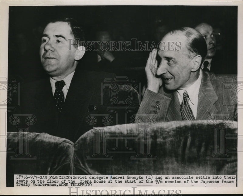 Load image into Gallery viewer, Press Photo Gromyko and an associate settle into their seats at Opera House
