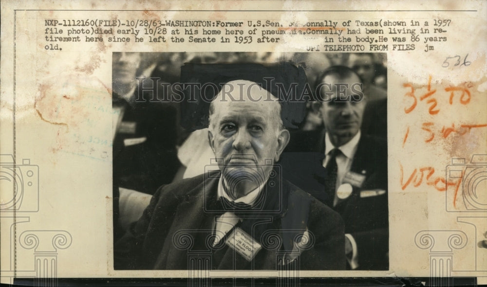 1963 Press Photo Senator Tom Connally of Texas Dies of Pneumonia in Home at 86