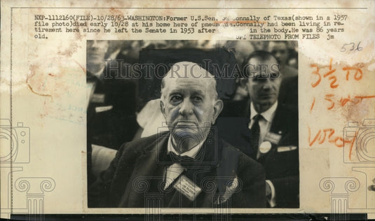 1963 Press Photo Senator Tom Connally of Texas Dies of Pneumonia in Home at 86