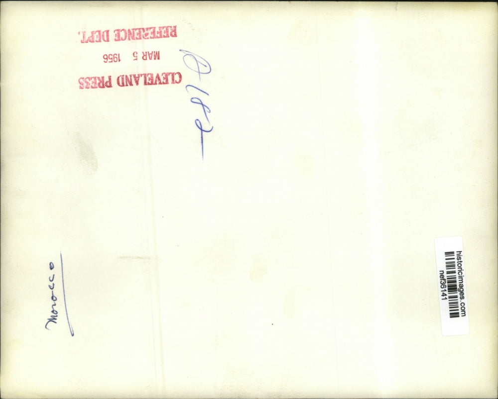 1956 Press Photo Si Bakkai and Christian Pineau Sign Moroccan Peace Declaration