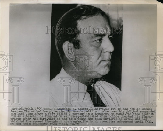 1955 Press Photo Lawrence B. Jackson loses job as school teacher - nef36162