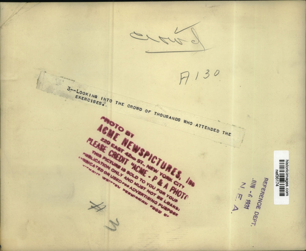 1931 Press Photo Huge Crowds at Ceremony - nef36174