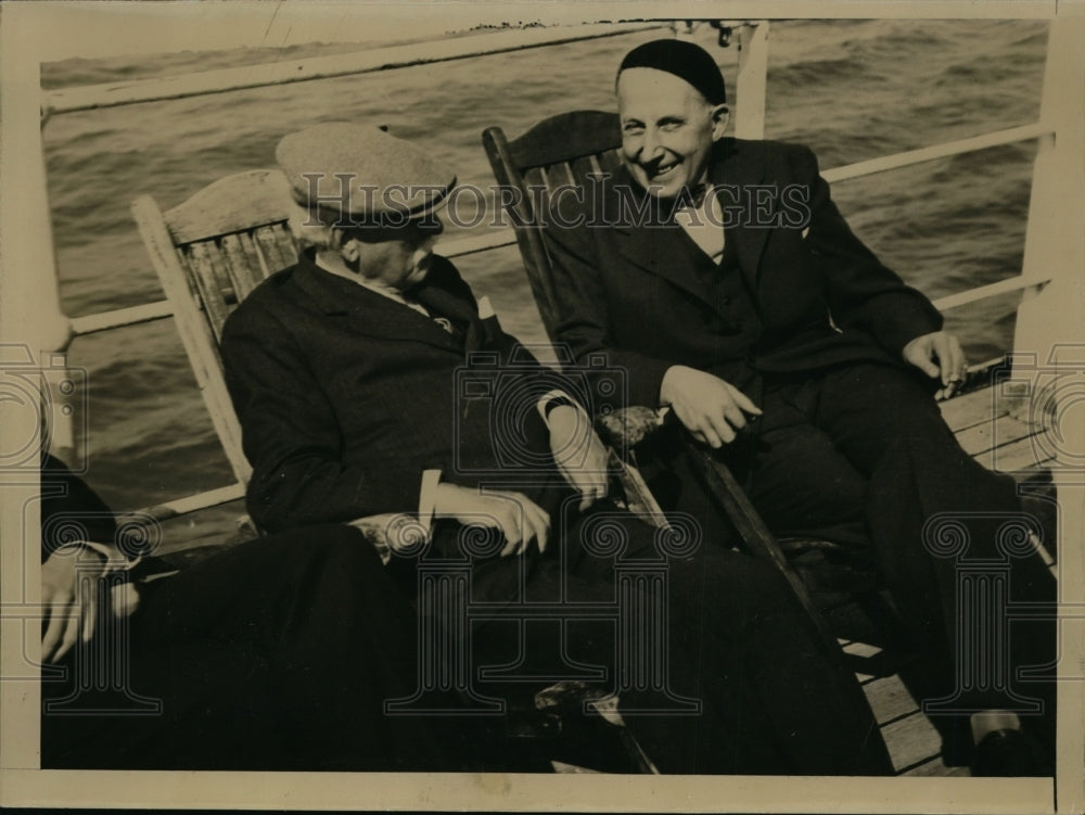 1934 Press Photo Samuel Insull, Utilities Magnate on the deck of S.S. Exilona