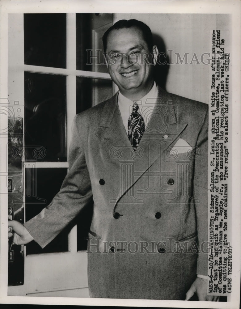 1916 Press Photo Sidney Saloman at White House After Announcing He Resigns