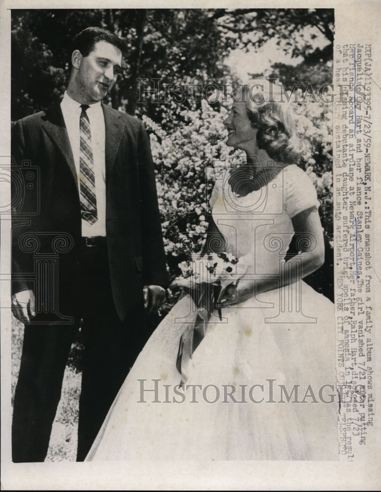 1959 Press Photo Jacqueline Gay Hart &amp; Fiance Stanley Gaines He Is Missing