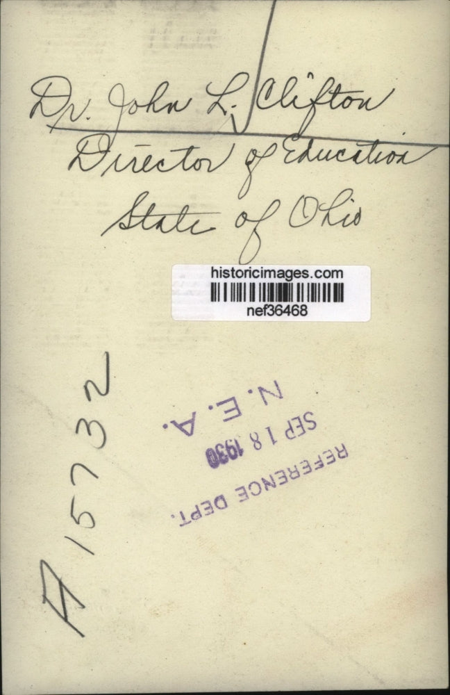 1930 Press Photo Dr John L. Clifton Director of Education State of Ohio