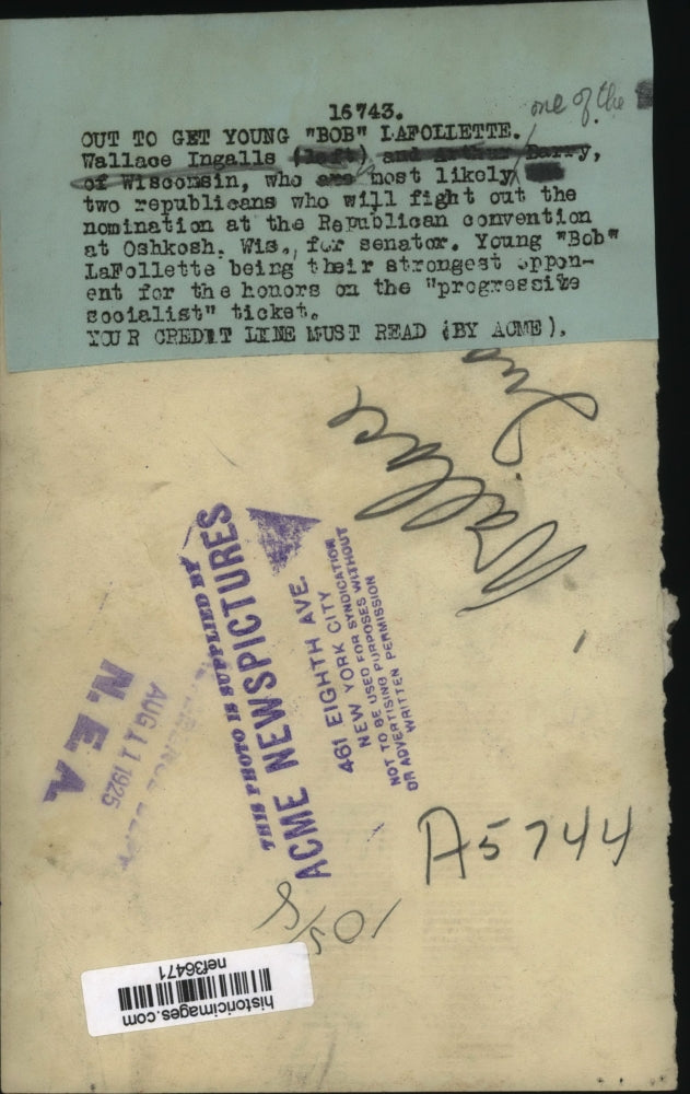 1925 Press Photo Wallace Ingalls Out to Get Young "Bob" LaFollette - nef36471