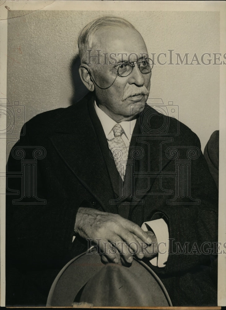 1934 Press Photo Samuel Insull Utilities Czar On Trial Federal Court Mail Fraud