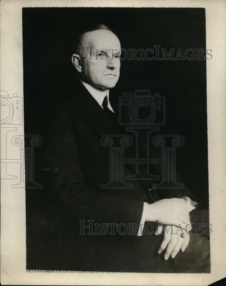 1928 Press Photo President Calvin Coolidge Portraited Painted by Ercoli Cortotto