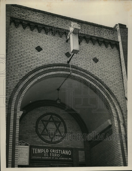 1961 Press Photo Bronx "Templo Cristiano" Church with Star of David, New York